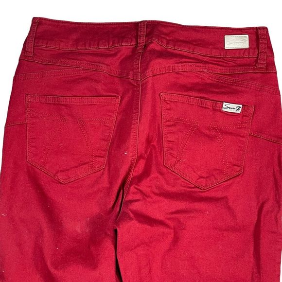 Seven7 size 10 bright red high rise skinny booty shaper jeans like new condition - Picture 7 of 13